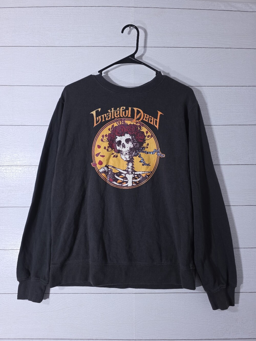 Grateful Dead Bertha Skull Roses Charcoal Gray Sweatshirt Large